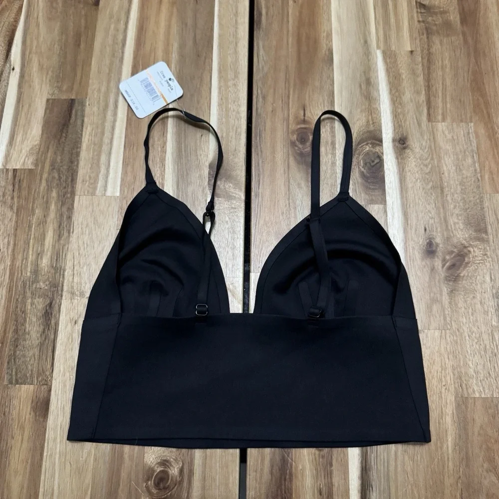 Free People Intimately Bralette Womens S Black Longline Seamless Adjustable NWT